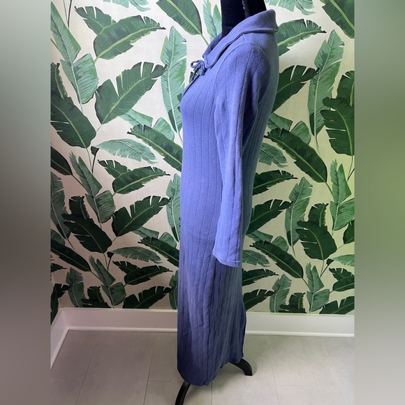 Free People Beach Womens Blue Moonlight Maxi Ribbed Knit Long Sleeve Dress Small - Picture 6 of 10